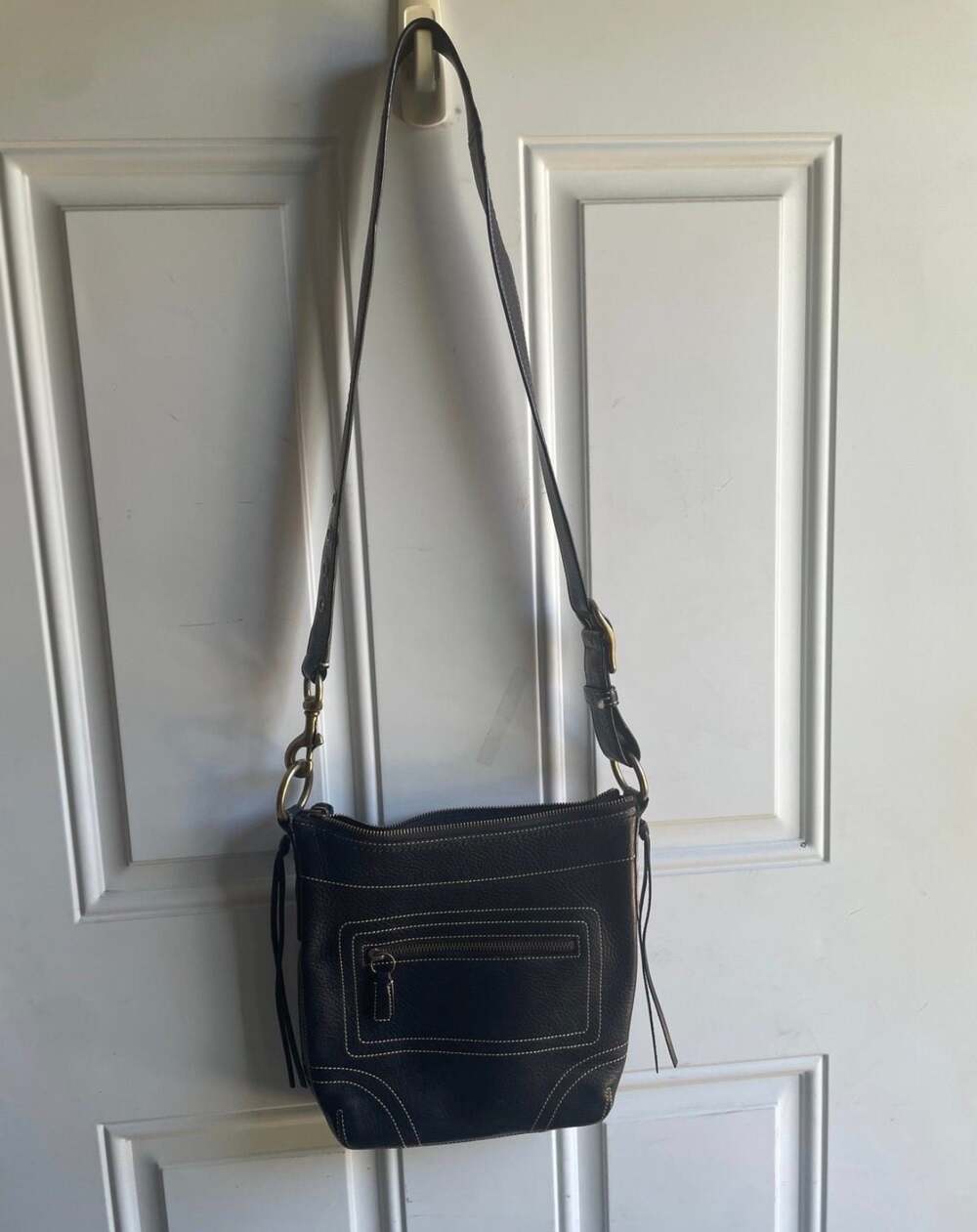 Coach Black Pebble Leather Shoulder Crossbody Bag F06S-10398